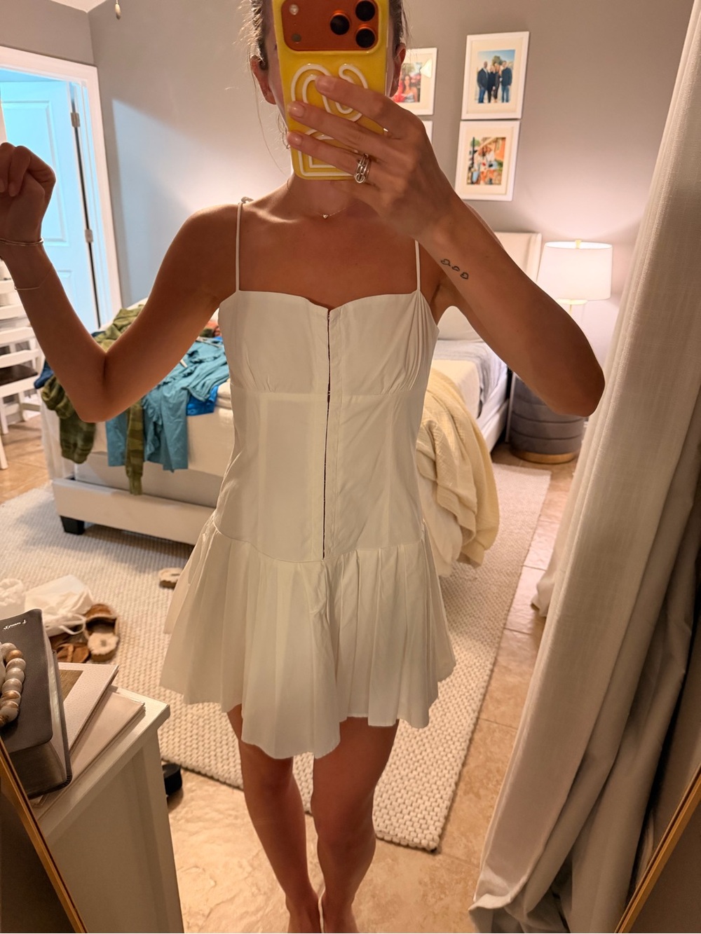 Elegant White Mini Dress with Spaghetti Straps